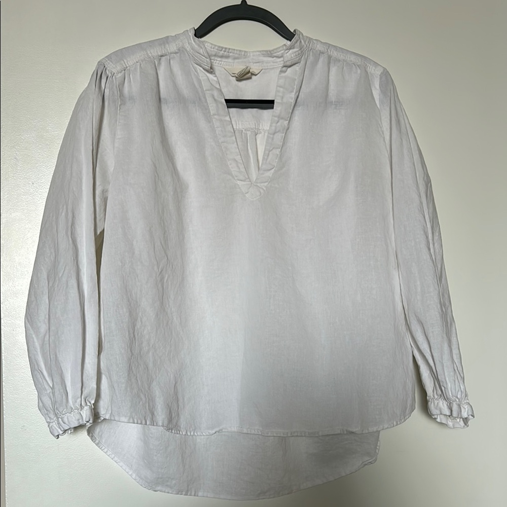 Oversize white linen top